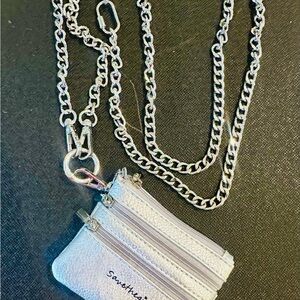 Chic Silver Mini Crossbody Bag with Clip For Cell Phone